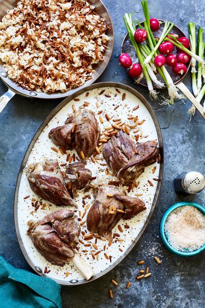 Shakriye (lamb shanks and hot yoghurt stew).