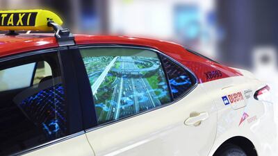 Dubai's Roads and Transport Authority said an innovative electronic shading technique will allow for advertisements to be displayed on taxi windows without causing a distraction to passengers. Courtesy Dubai Media Office