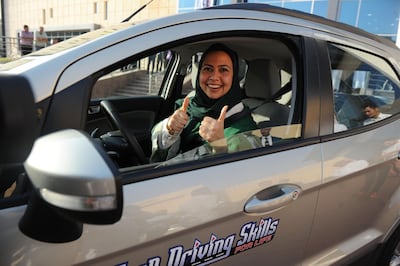 A Saudi woman having a driving lesson in Jeddah. Amer Hilabi/AFP