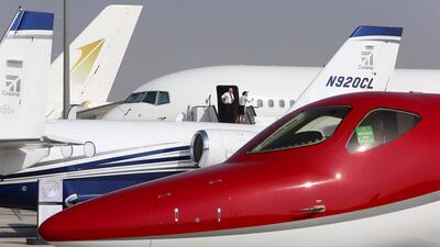 The Middle East’s leading business aviation exhibition, or Mebaa, took place in December with about 50 executive aircraft on display, including the regional debut of the Falcon 8X business jet. Pawan Singh / The National