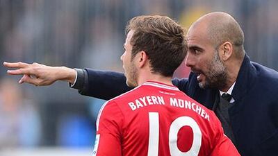 Bayern Munich may be winning games but they are clearly below their best, which is worrying their manager Pep Guardiola, right. Peter Steffen / EPA