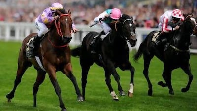 Zac Purton rides Little Bridge, left, to win The King’s Stand Stakes at Royal Ascot.