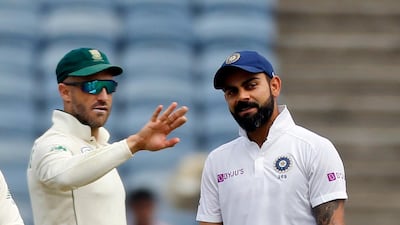India captain Virat Kohli, right, with his South Africa counterpart Faf du Plessis. AP