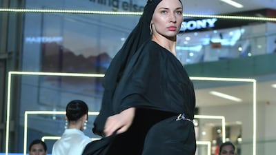 Black was a predominant colour on the Jakarta catwalk, as seen on this look by designer Araida of Russia. AFP