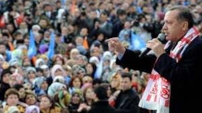 The Turkish prime minister, Recep Tayyip Erdogan, campaigns in Sivas, ahead of the country's local elections.