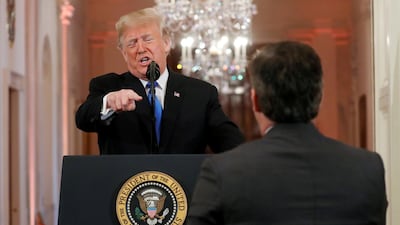 US President Donald Trump accuses CNN's Jim Acosta of reporting 'fake news'. Kevin Lamarque / Reuters
