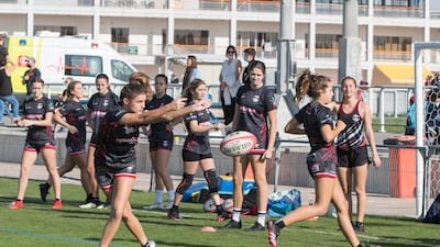 Dubai Exiles U19 girls train at The Sevens Stadium.