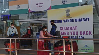 Passengers arrive at Sardar Vallabhbhai Patel International Airport in western India. AFP