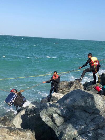 Police had to contend with hazardous weather conditions during the rescue bid. Courtesy Dubai Police