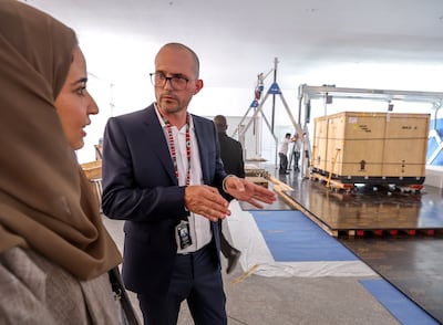 Manuel Rabate during the unboxing a six-tonne Olmec head following its journey from Mexico to Louvre Abu Dhabi. Victor Besa / The National