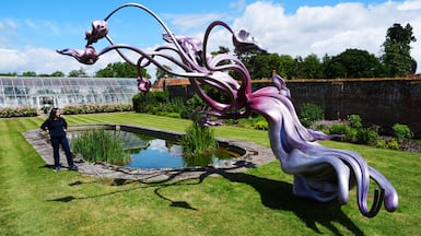 A visitor views Rise by Marguerite Humeau during a preview of White Cube at Claydon, a contemporary art exhibition at the National Trust's Claydon House in Buckinghamshire. England. PA