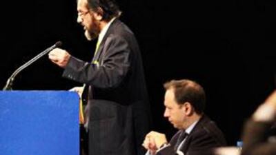 Dr Rajendra Pachauri, the chairman of the Intergovernmental Panel on Climate Change, speaks at the World Future Energy Summit.