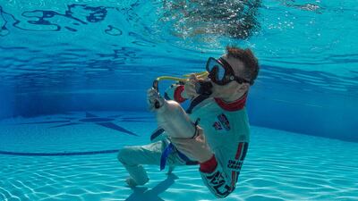 Matthias Dolderer of Germany seen during the underwater rescue training before the first stage of the Red Bull Air Race World Championship in Abu Dhabi. Predrag Vuckovic / Red Bull