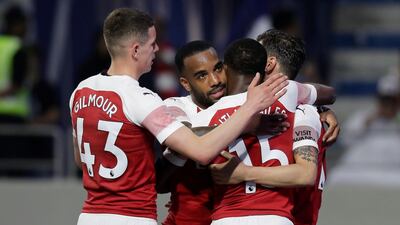 Arsenal won 3-2 against Al Nasr on Tuesday night. Pawan Singh / The National