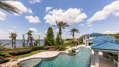 A 95-foot pool with a submerged bar