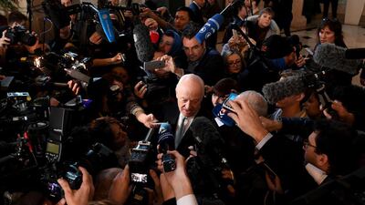 UN envoy for Syria Staffan de Mistura speaks to the media during the second day of Syria peace talks at Astana's Rixos President Hotel on January 24, 2017. / AFP / Kirill KUDRYAVTSEV