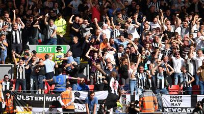Newcastle United's Dutch defender Jetro Williams celebrates scoring the team's first goal. AFP