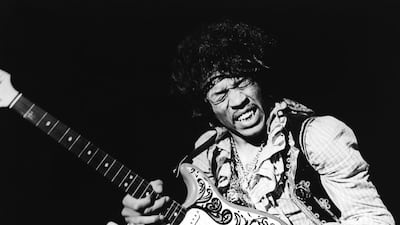 Jimi Hendrix at the Monterey Pop Festival in 1967, his breakthrough performance in the United States, during which he set his guitar on fire – literally and figuratively. Bruce Fleming / AP Images