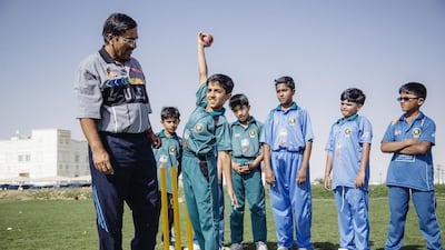 Shahzad Altaf is a former UAE cricket player from the 1996 World Cup. Pictured here coaching his team at the Skyline University. Rebecca Rees / The National