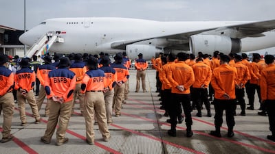 Rescue teams from Indonesia prepare to leave for Myanmar. AFP