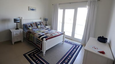 One of the bedrooms in Villa Lantana's three-bedroom villas, which sell between Dh3.2 million and Dh3.3m for a detached one and Dh3.05m and Dh3.1m for a semi-detached one. Satish Kumar / The National
