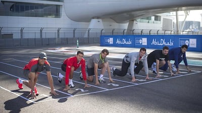 From left: Rafael Nadal, Novak Djokovic, David Ferrer, Andy Murray, Stanislas Wawrinka and Jo-Wilfried Tsonga will all be in action today at the Zayed Sports City Tennis Complex. Courtesy Photo