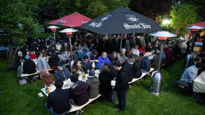 People from the House of One gather for iftar in Berlin, Germany. EPA