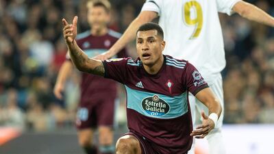 Celta's defender Jeison Murillo reacts. EPA