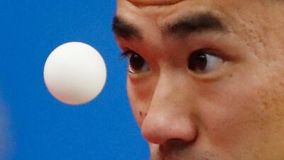 Ukraine's Lei Kou in action with Croatia's Tomislav Pucar during the Table Tennis at the 2019 European Games. Reuters