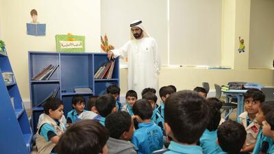 Sheikh Mohammed bin Rashid, Vice President and Ruler of Dubai, visits the Abdul Rahman Nasser School in Kalba. Wam