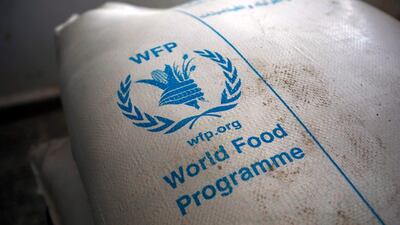 Food rations provided by the World Food Programme sit at an aid distribution centre in Sanaa, Yemen. EPA