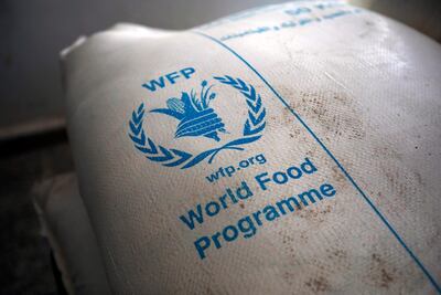 Food rations provided by the World Food Programme sit at an aid distribution centre in Sanaa, Yemen. EPA