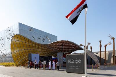Visitors outside the Iraq Pavilion at Expo 2020 Dubai. Photo: David Koriako/Expo 2020 Dubai.