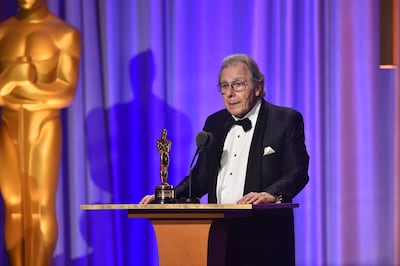 Argentinian composer Lalo Schifrin accepts an honourary Oscar at the 10th Annual Governors Awards gala in 2018. AFP