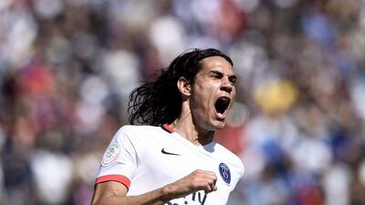 Paris Saint-Germain's Edinson Cavani celebrates his goal in the Trophee de Champions match against Lyon on Saturday. Franck Fife/ AFP / August 1, 2015