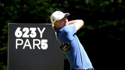 Carlos Ortiz hits his tee shot on the fifth hole during round two of the LIV Golf Invitational - Portland. Getty