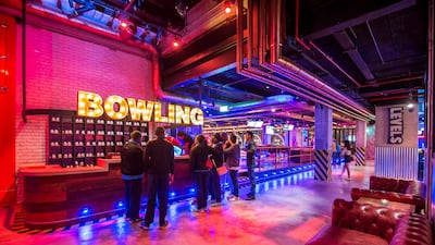 Wavehouse features a four-lane ten-pin bowling alley that's open noon to 1am every day. Leslie Pableo / The National