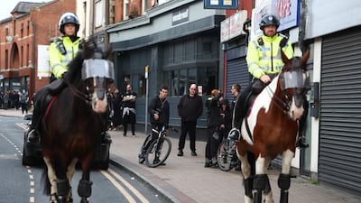 Mounted police patrol in Preston. Getty Images