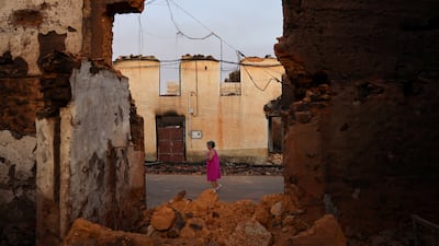 Burnt-out houses in the village of Palacios de Jamuz, near Astorga, Spain. Reuters