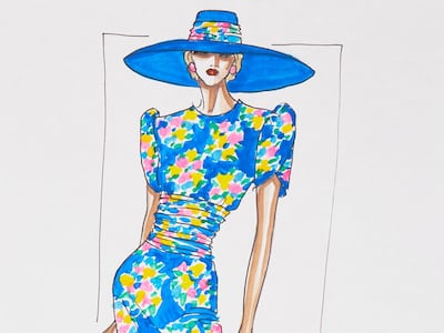 Bellville Sassoon's sketch for Princess Diana's 'caring dress'