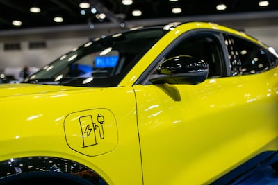 The 2026 Ford Mustang Mach-E Premium eAWD electric vehicle. Getty Images