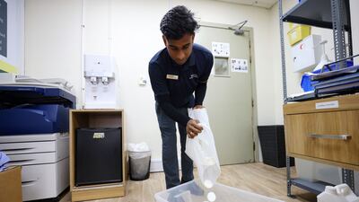 Housekeeping staff are trained to separate used soaps into branded Unisoap boxes