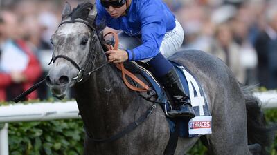 Outstrip and Mickael Barzalona win the ATR Champagne Stakes during the Ladbrokes St Leger Festival at Doncaster Racecourse. John Giles/PA