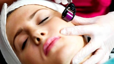 Microneedling uses a roller set with hundreds of miniscule needles to promote collagen production. Courtesy MicroNeedle Roller System