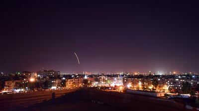 A handout photo from the Syria's Arab News Agency shows a missile over Damascus International Airport on 15 September 2018. EPA