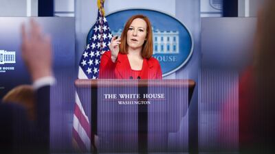 White House press secretary Jen Psaki talks to reporters during the daily briefing in Washington, US, on April 12, 2021. EPA
