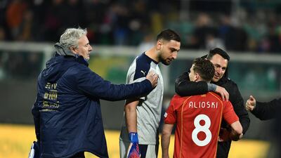 PSG goalkeeper Gianluigi Donnarumma is another of the Italian stars shocked by North Macedonia. Getty