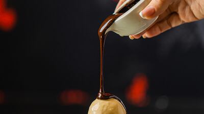 Warm triple chocolate brownie.