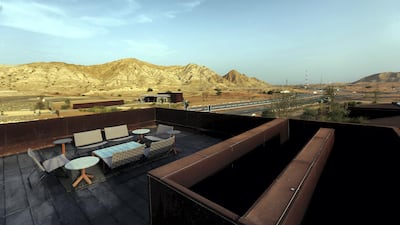 Terrace sitting area at the Al Faya Lodge in Sharjah. Satish Kumar / The National