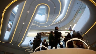 Foreign journalists tour the Esentai Mall prior to the launch party in Almaty.